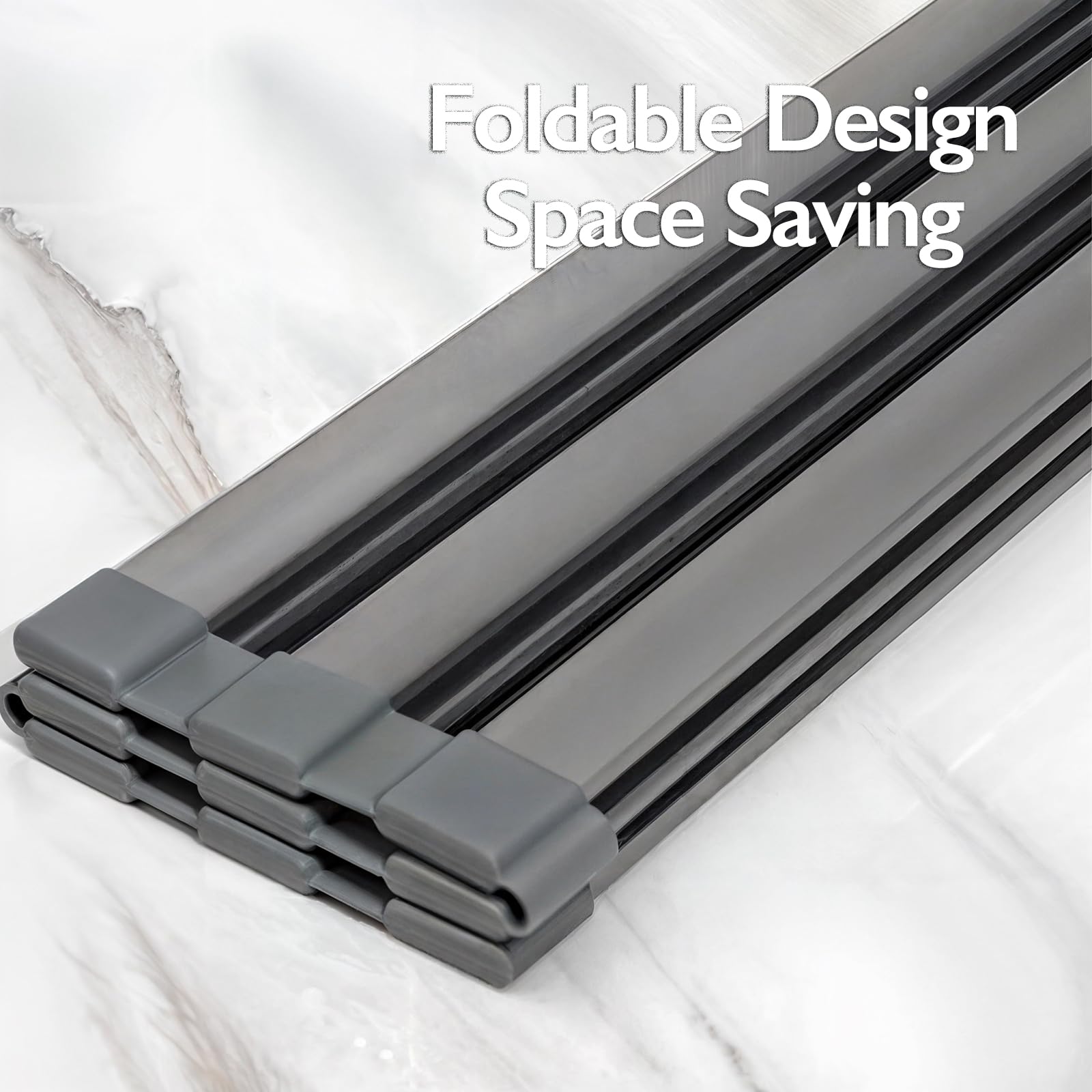 Mistifi Escurridor grande enrollable para secar platos, sobre el fregadero, cubierta para fregadero, accesorios para fregadero de cocina, escurridor de aluminio enrollable, plegable, enrollable