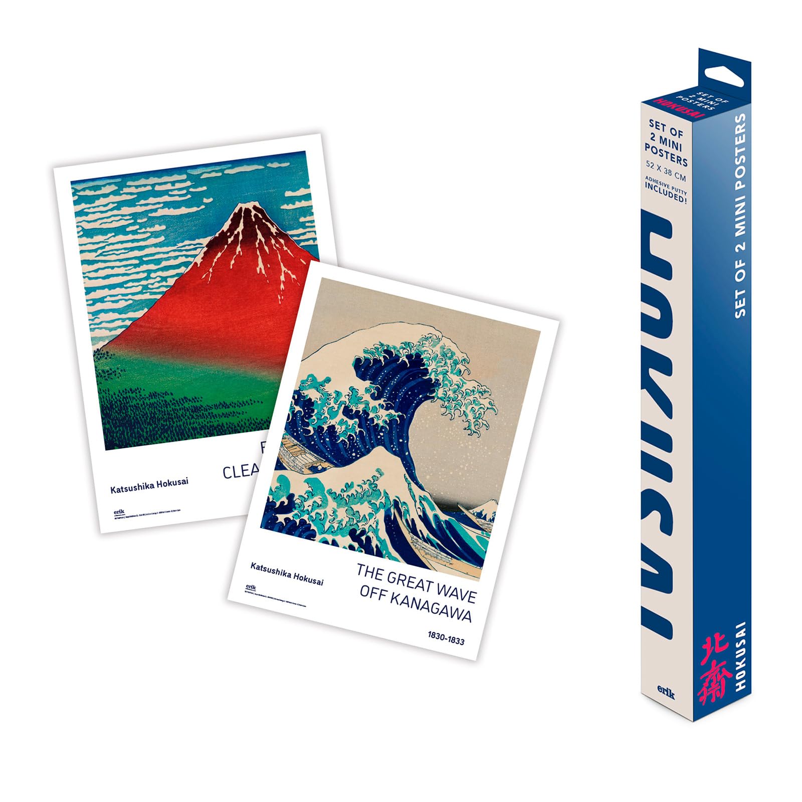 Grupo Erik Hokusai Poster - Set of 2 Mini Posters, Japanese Art Gifts
