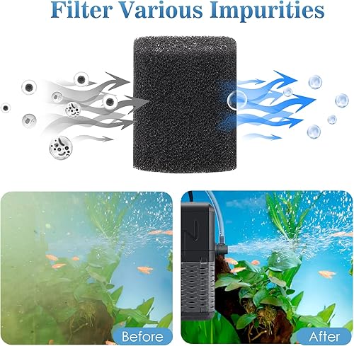 Miniatura 6 de AQQA Filtro de acuario, filtro sumergible para tanque de peces con sistema aireador de agua de lluvia, diseño de flujo de agua ajustable, filtración