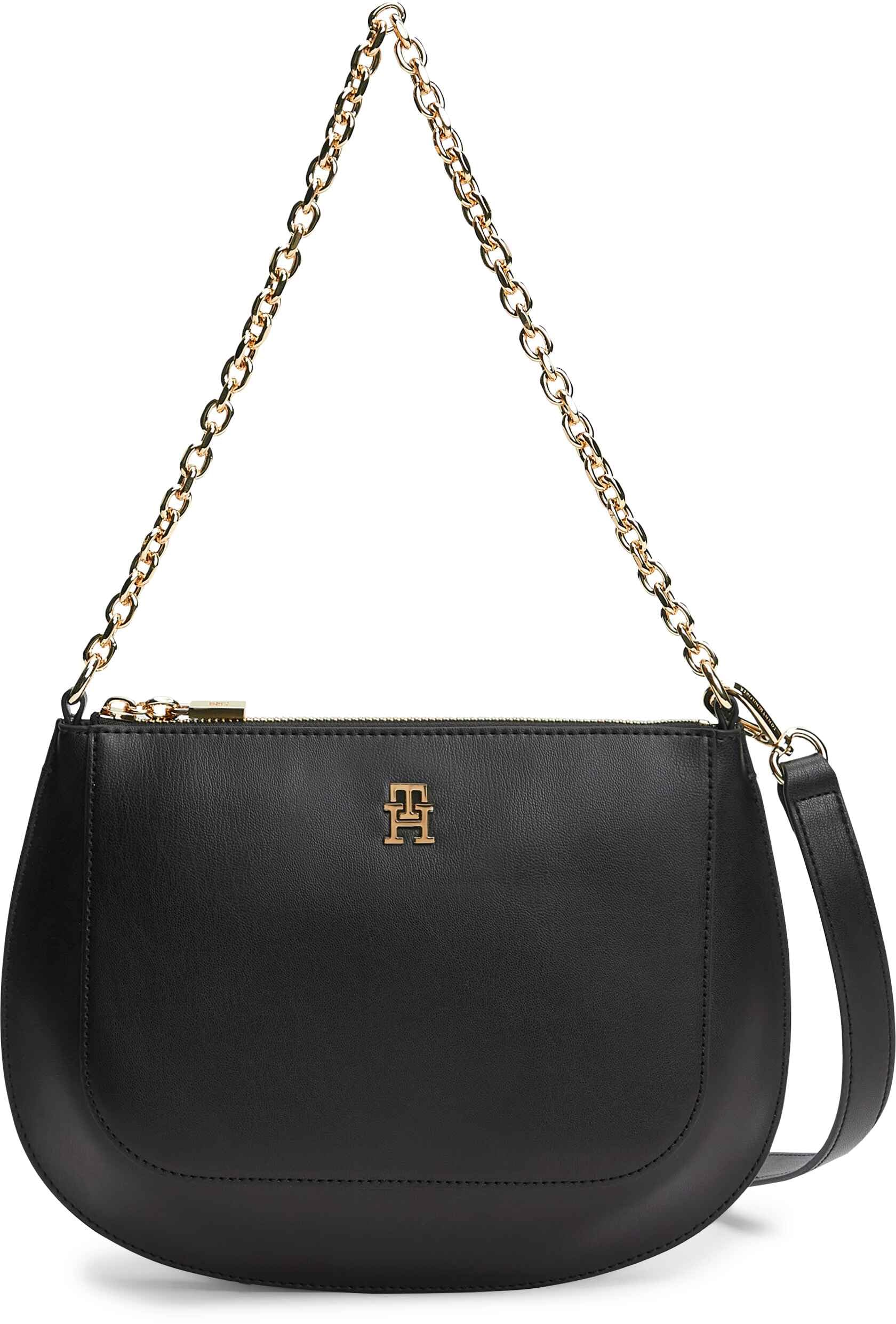 Tommy Hilfiger Th Glam Medium Chain Shoulder Bag Women's Black