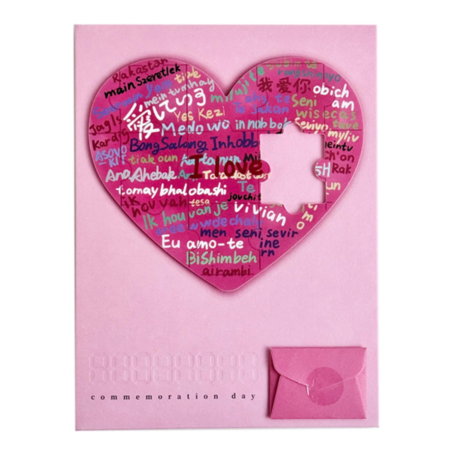 Oxxggkao Creative Valentine Card Puzzle Styles Greeting Card Paper Craft Special Occasions and Festives Event Puzzle Love Greeting