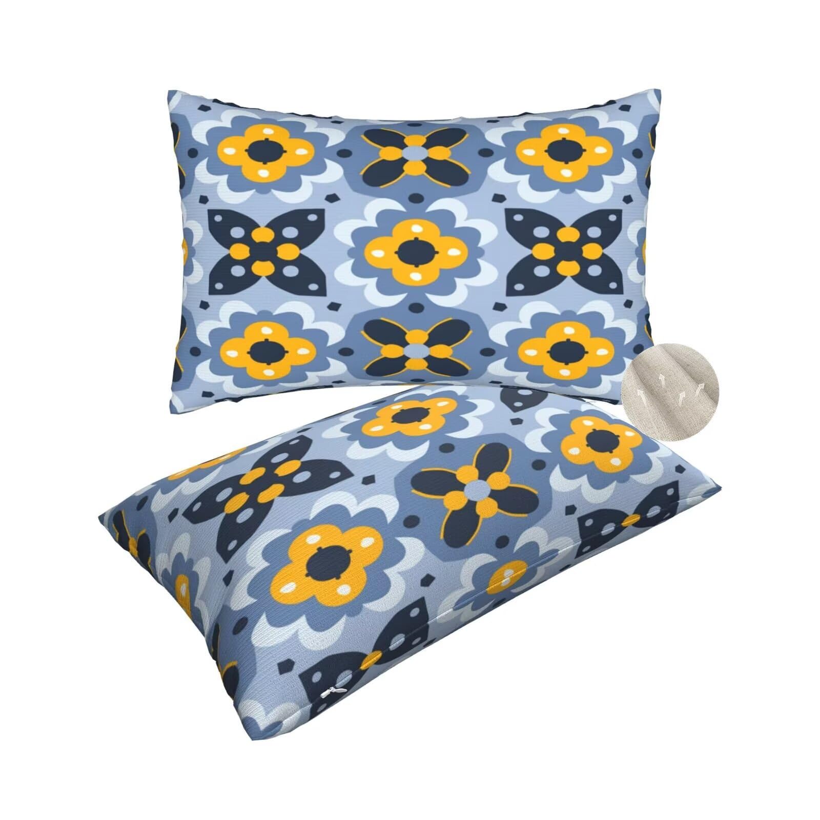Housses de coussin fleurs 50x70 cm bleu de qualité pour décoration maison élégante