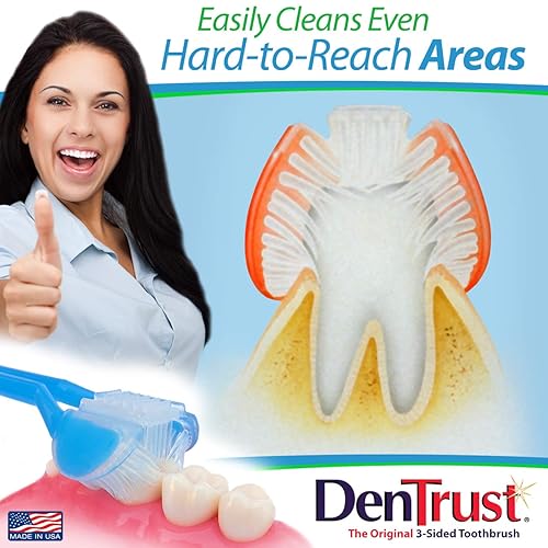 Miniatura 4 de Paquete de 4 cepillos de dientes triple limpios de 3 lados | Fabricado en Estados Unidos | Fácil de cepillar mejor | para niños, niños, autismo,