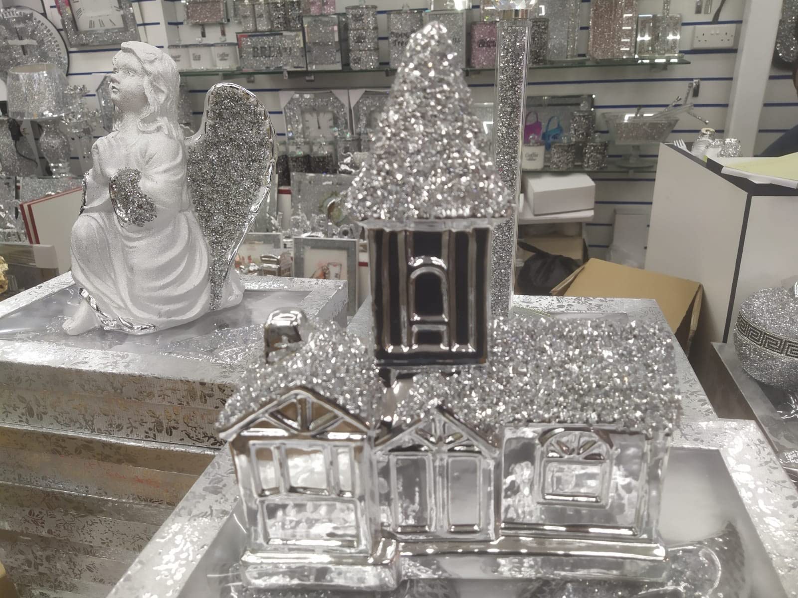 Biznest Silver Crushed Diamond Stunning, House Home Sparkly Ornament New