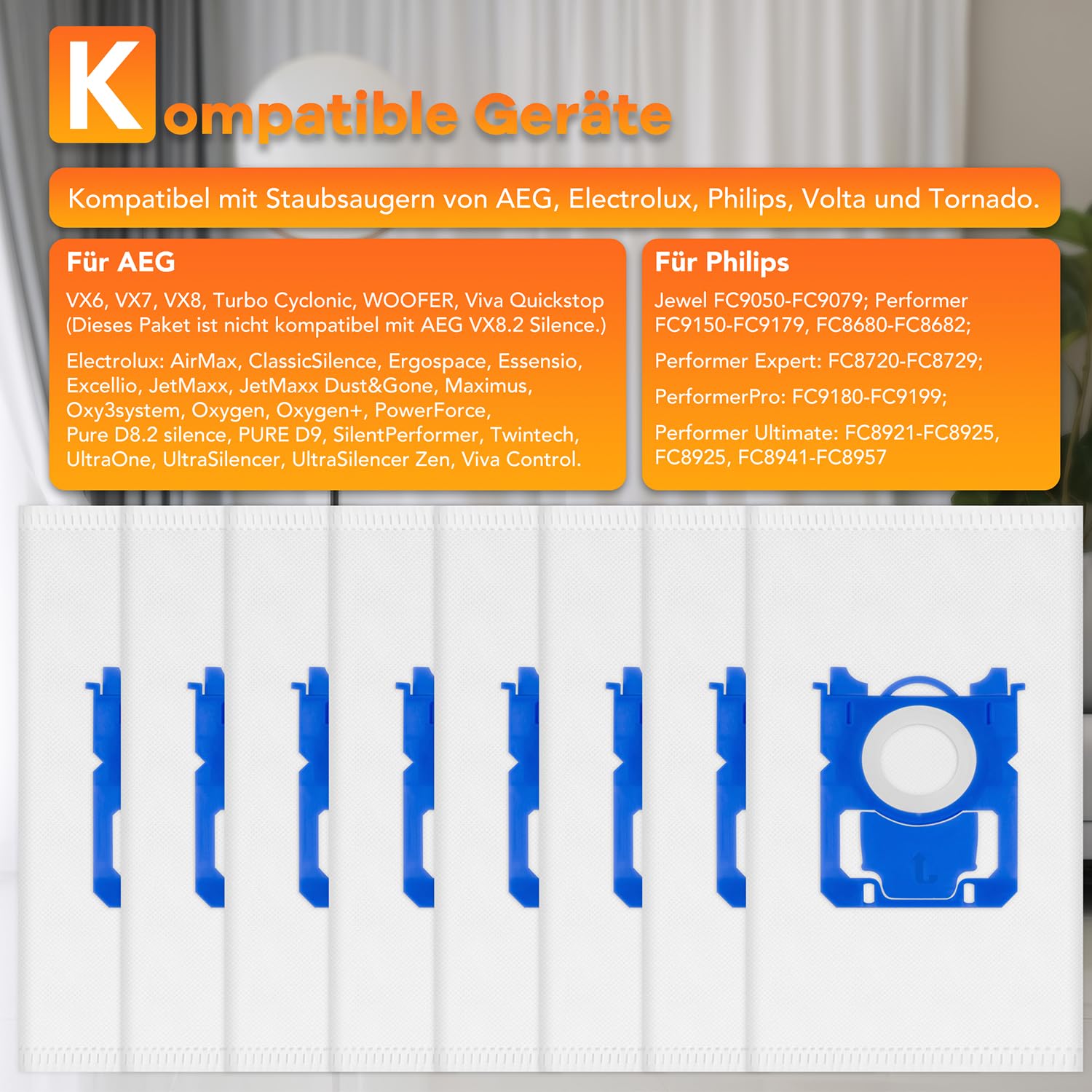Arli 20x Staubsaugerbeutel Geeignet Für AEG VX4 EFFICIENCY VX6 VX7 VX8 Vx9 Filter