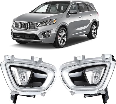 2Pcs Fog Light Lamp with Bezel Driver and Passenger Replacement for So-rento 2016-2018 KI1038123 KI2592137 86526-C6020 92201-C6000