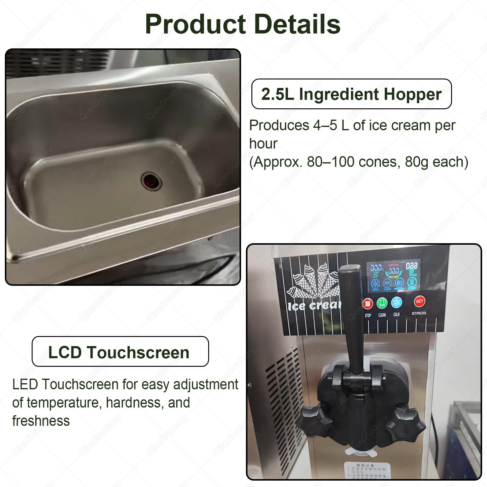 Machine à Glace Italienne pour Usage Domestique Et Commercial, Produisant 4-5 Kg/H, Nettoyage Automatique Et écran LCD, pour Petits Restaurants, Fêtes Et Desserts Quotidiens Orange