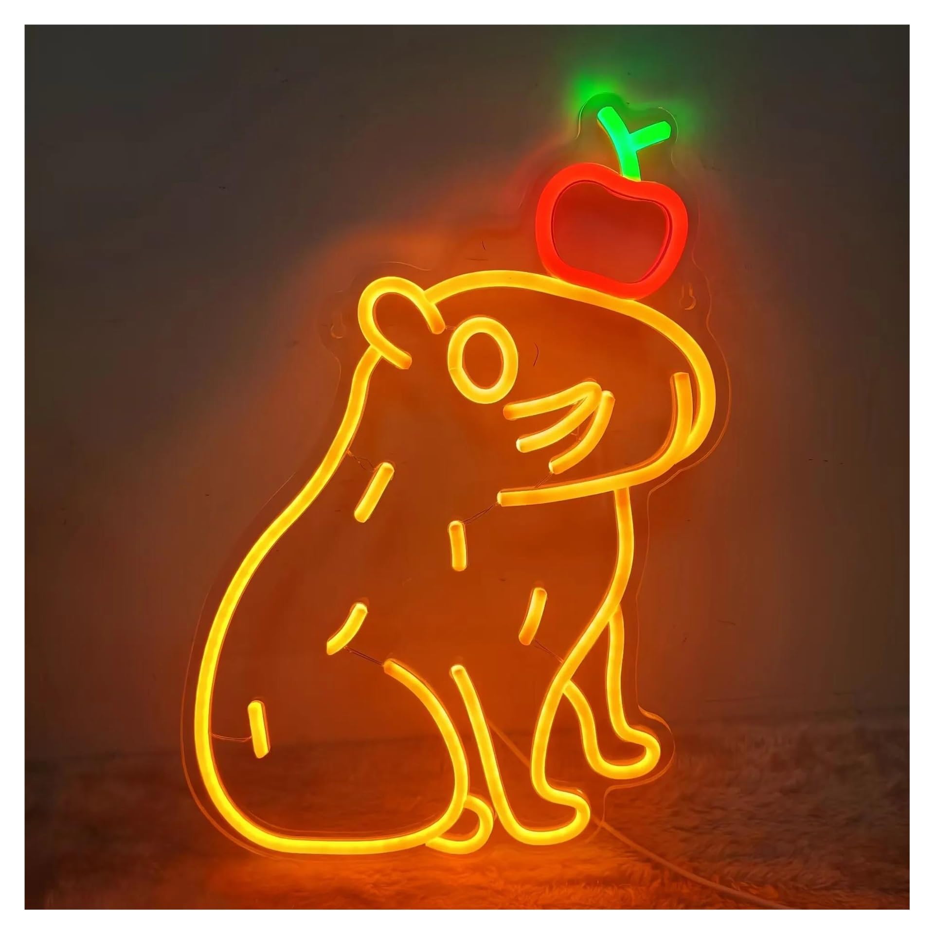 Rongch One Color Hanging Art Signs Kapibara Neon Sign Usb Dimmable Wall Art Decoration For Gameroom Bedroom Livingroom Bar Party 41.5X25cm
