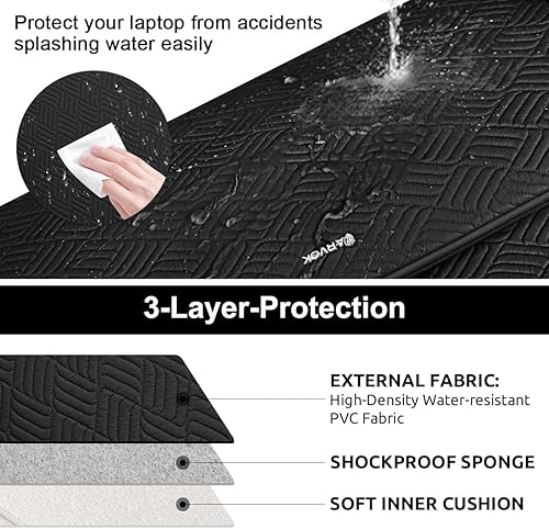 Miniatura 3 de Arvok Funda de lona resistente al agua para laptop de 15 156 16 pulgadas con asa y bolsillo con cremallerafunda para computadora portátil bolsa de