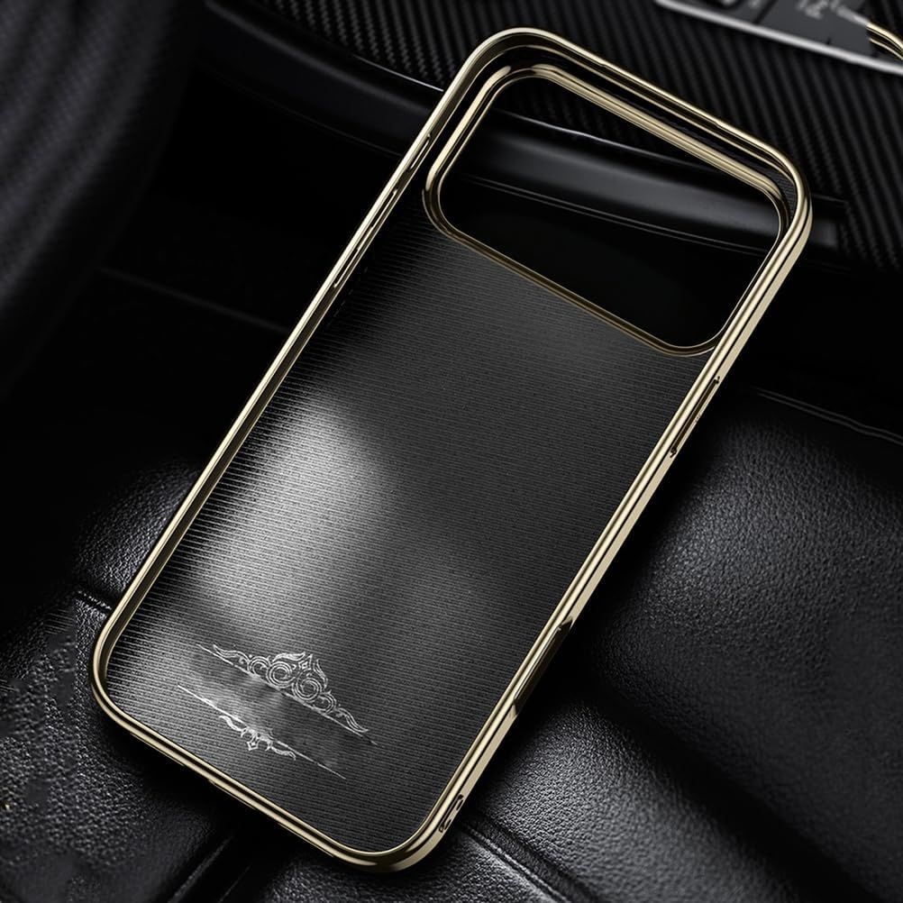 AXUEQIN-Magnetic Case for iPhone 17 Pro Max/17 Pro/17 Air/17, Slim Luxury Electroplate Genuine Leather Cover with Metal Ring Stand (17 ProMax,Red)