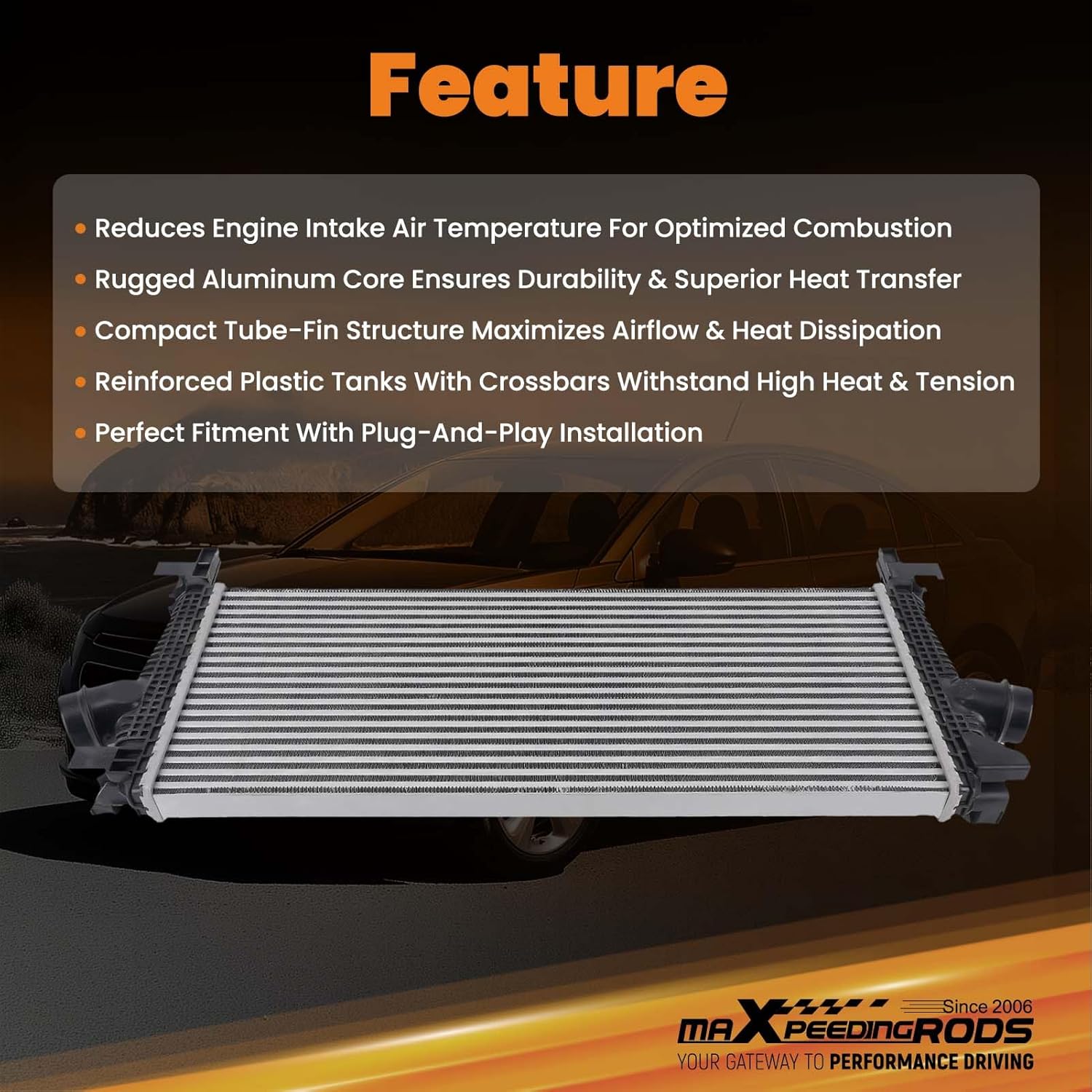 maXpeedingrods Turbo Intercooler Charged Air Cooler for Chevrolet Cruze L4 1.4L 2011-2016, 13311080 13330387 1302148