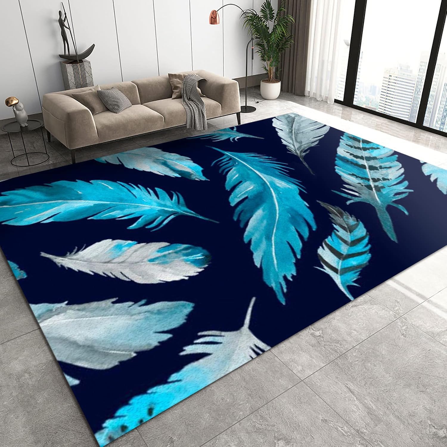Tapis impression en baleine aquarelle 3D décoratif grand format