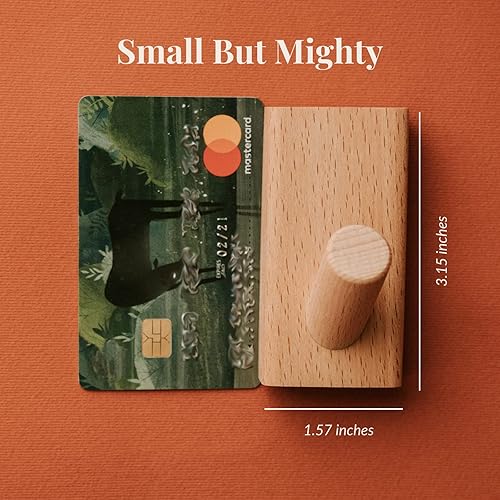 Miniatura 7 de Paquete de 4 ganchos de pared de madera para colgar, ganchos decorativos para colgar abrigos, ganchos para toallas, ganchos de pared para colgar