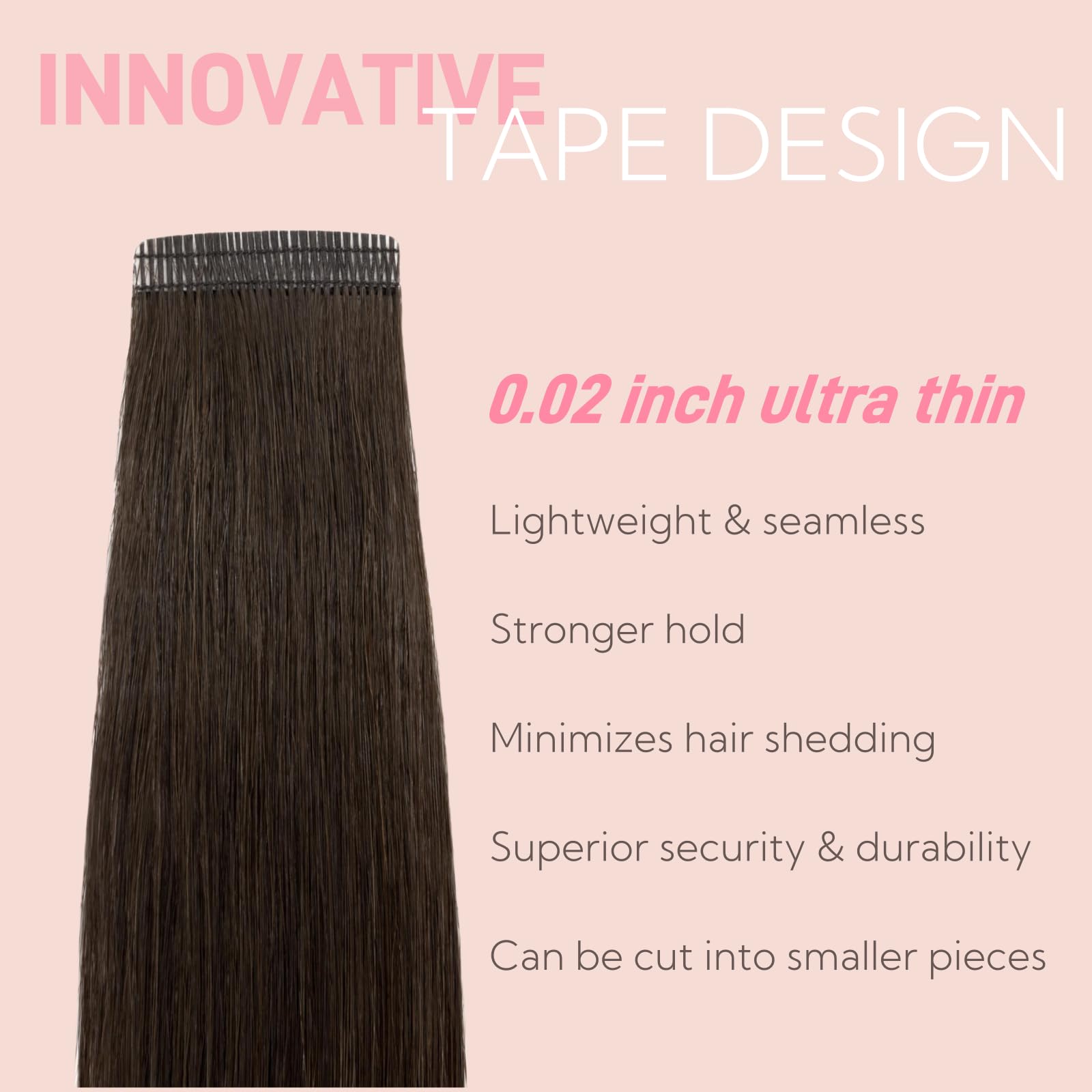 FUOTONBUTY Extension Capelli Veri Biadesivo Doppia Cucitura, Extension Biadesive Capelli Veri Marrone Scuro, Capelli Umani Lisci 20pcs 40g, Extension Capelli Veri Biadesivo Invisibile 30cm