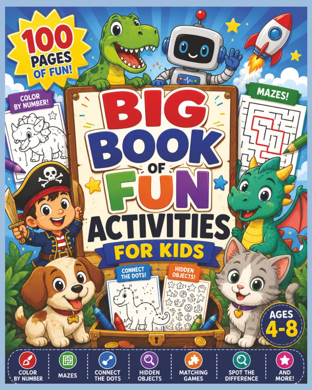 Big Book Of Fun Activities For Kids Ages 4-8: Color by Number & Activity Book for Kids