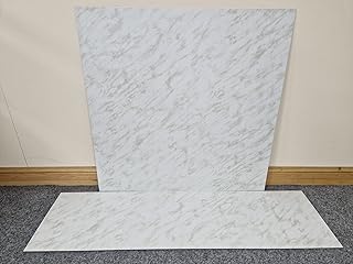 White Marble Effect HPL Laminate Fireplace Back Panel & Hearth Set, Back Panel- 920mm x 920mm Hearth -1334mm x 362mm Laminate HPL (White Marble)