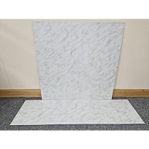 White Marble Effect HPL Laminate Fireplace Back Panel & Hearth Set, Back Panel- 920mm x 920mm Hearth -1334mm x 362mm Laminate HPL White Marble