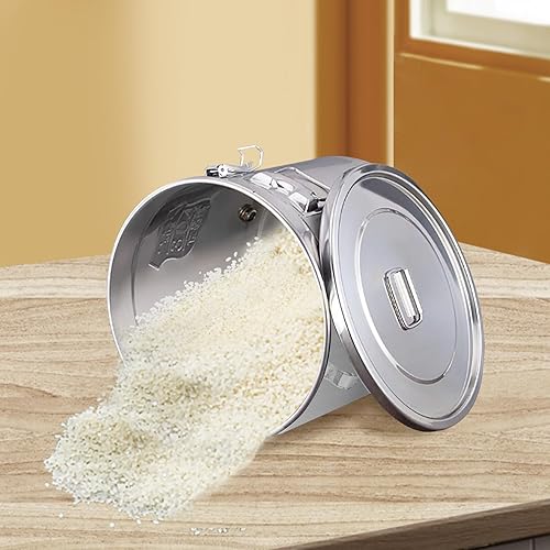 Miniatura 5 de KONKENIE Recipiente hermético de acero inoxidable de 6 litros para cereales de arroz, contenedor de cereales, contenedor de alimentos, aceite,