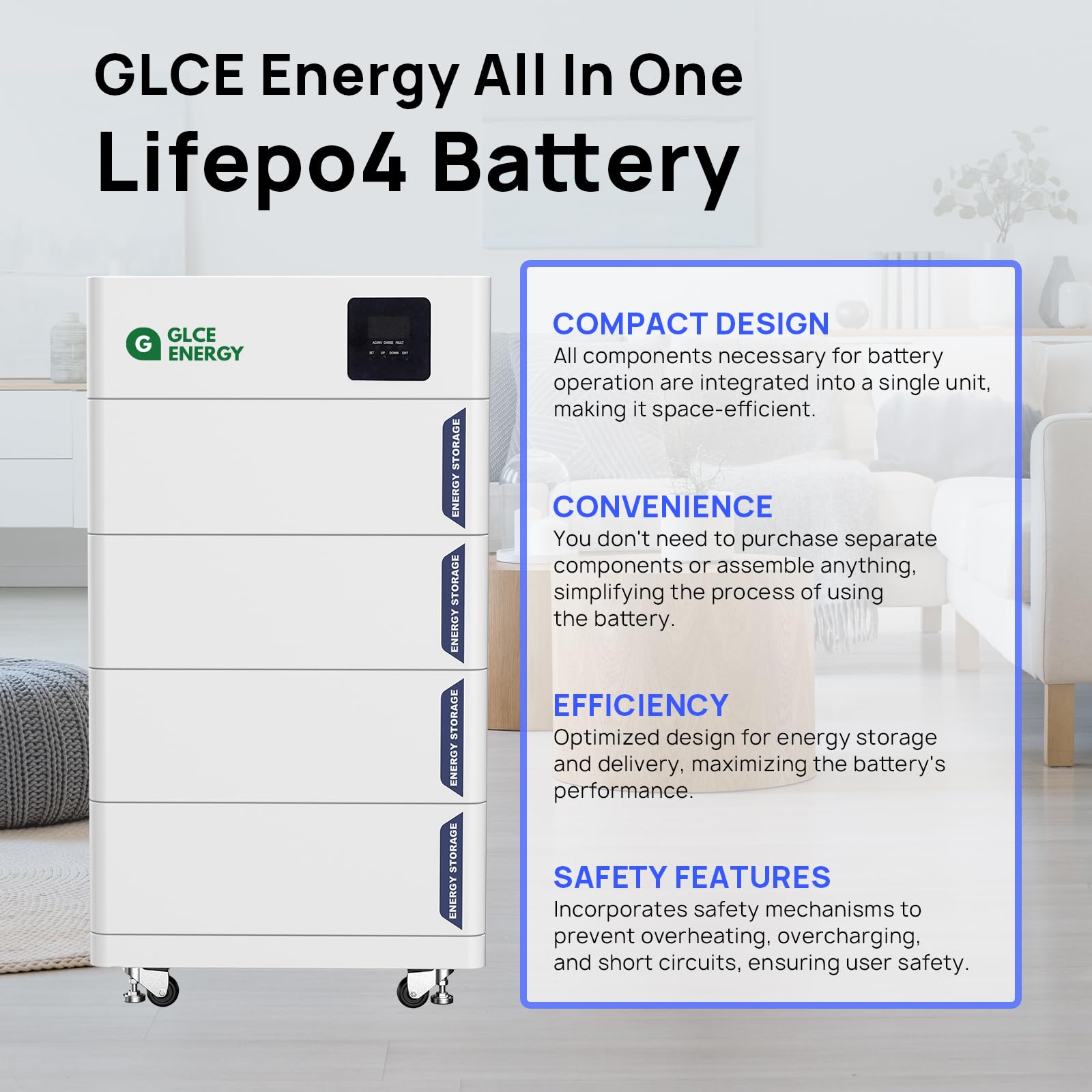 48V 100Ah LiFePO4 Lithiumakku, All-in-One 5,12 kWh Energiespeicher mit integriertem Smart BMS & Heim-Wechselrichter – Für Wohnmobil, Solaranlage & Haushaltsstromversorgung