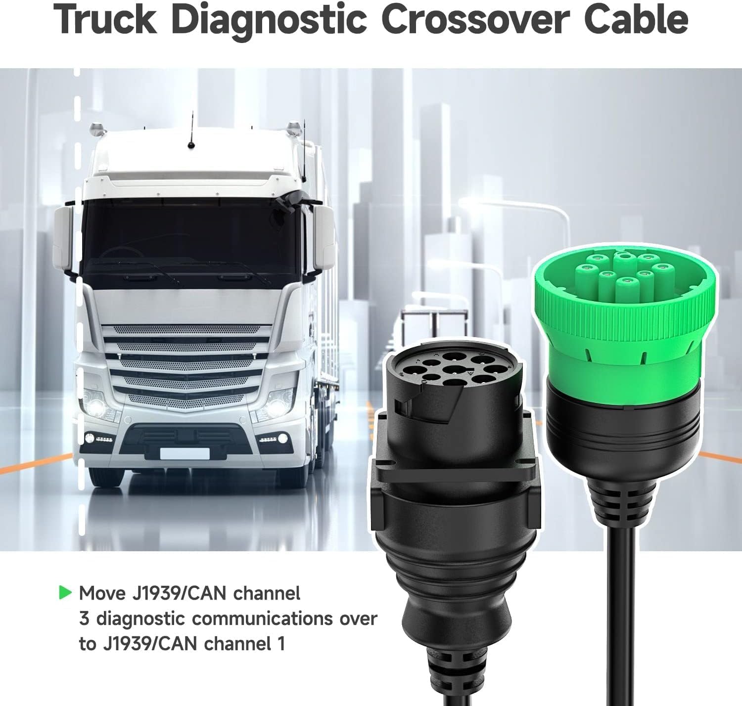ANCEL CAN 3 - CAN 1 Crossover Cable for 2016 & Newer Paccar Peterbilts/Kenworths/Cummins Engines, 9 Pin Heavy Duty Truck Scanner Diagnostic Adapter Tool