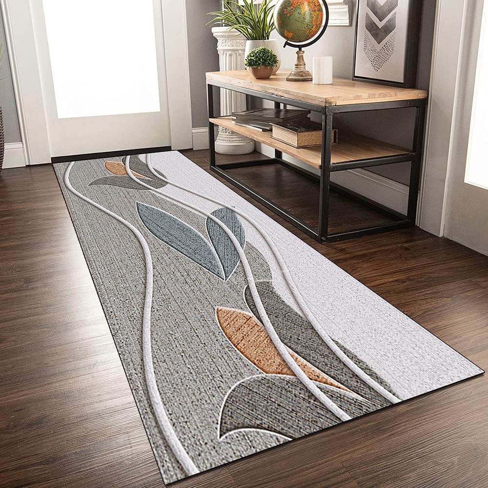 Teppich Läufer Flur Grau Küchenteppich 3D Muster Küchenläufer Waschbar rutschfest Eingangs Teppich Flur Teppich Läufer Meterware 60/70/80/90/100/120/140 Breit,Gray1,80x300cm