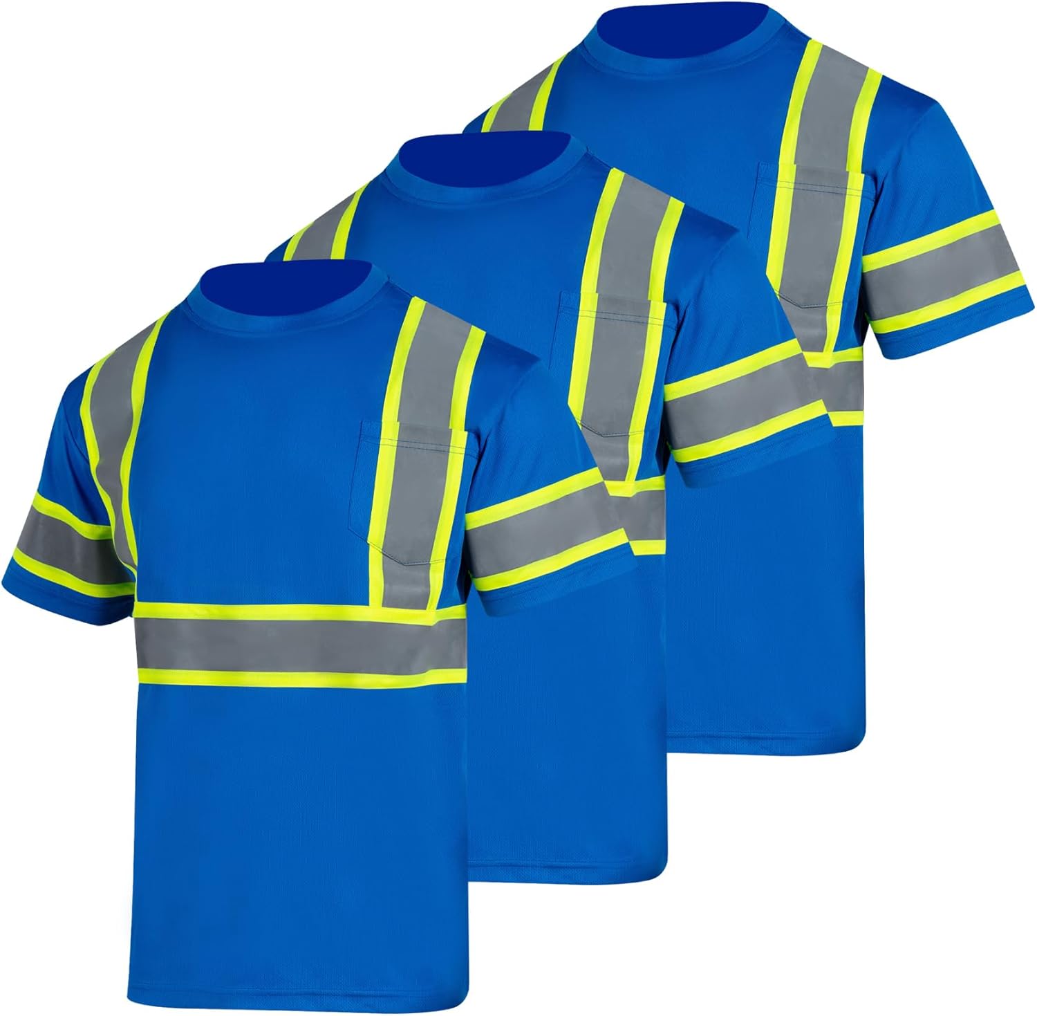 VENDACE 3pcs Safety Reflective High Visibility Shirts for Men ANSI Class 3 Hi Vis Construction Work T Shirts Short Sleeve