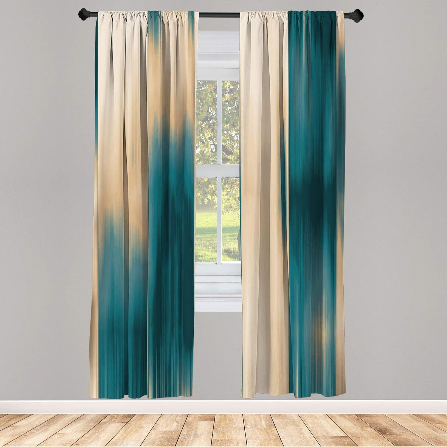 Ambesonne Earth Tones Window Curtains, Abstract Modern Design Ombre Inspired Smooth Color Transitions, Lightweight Decorative 2-Panel Set & Rod Pocket, Pair of - 28" x 84", Reseda Green
