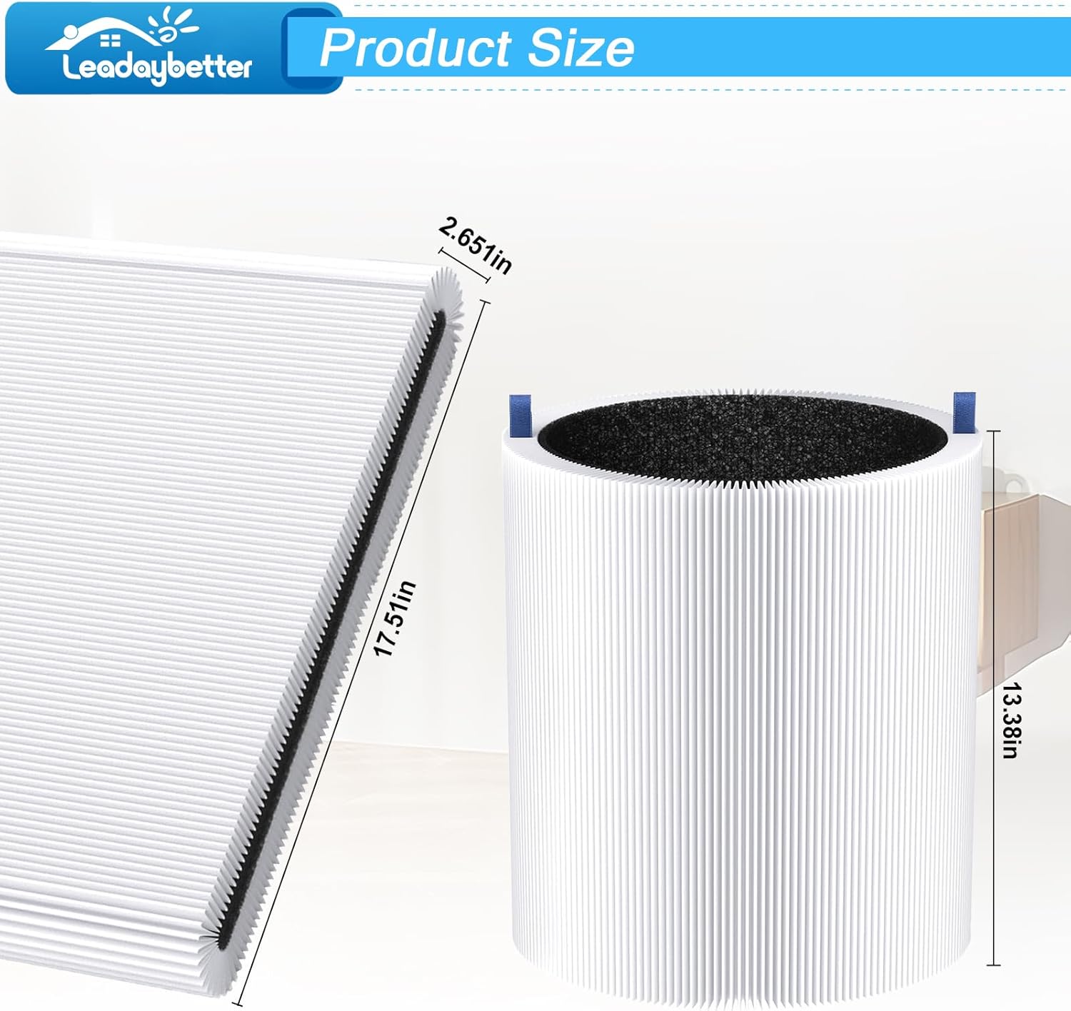 Leadaybetter 2 Pack 311i+ Max Replacement Filter for Blueair Blue Pure 311i+ Max Air Purifiers，Air Filter for Blue Pure 311i+ Max, Compare to part #F3MAX+ - Image 4