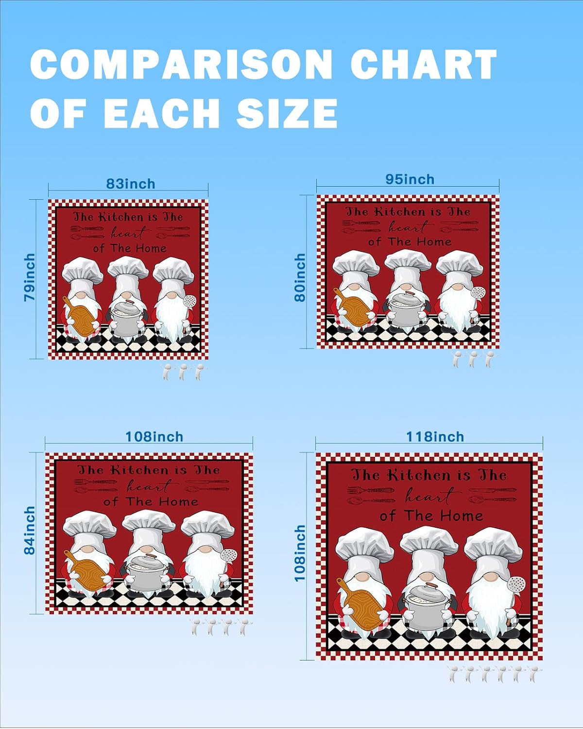 Kitchen Cute Chef Gnome White Hat Beach Blanket Waterproof Sandproof Outdoor Picnic Mat 95"x80" Red Maroon Diamond Plaid Lightweight Large Beaach Blankets with 4 Stake & 4 Corner Pockets
