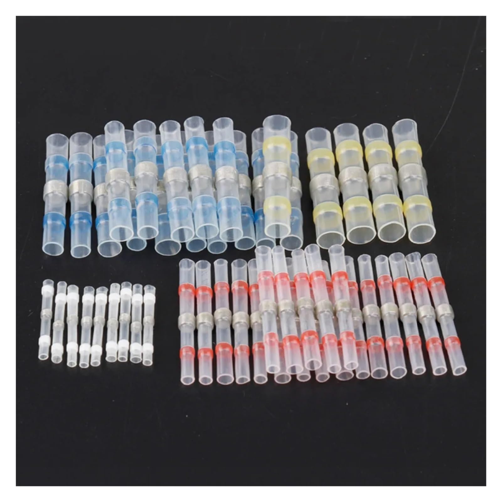 BYLSAGWHT 50PCS Solder&Seal Heat Shrink Butt Connectors with Soldering Sleeve Red Blue White Yellow