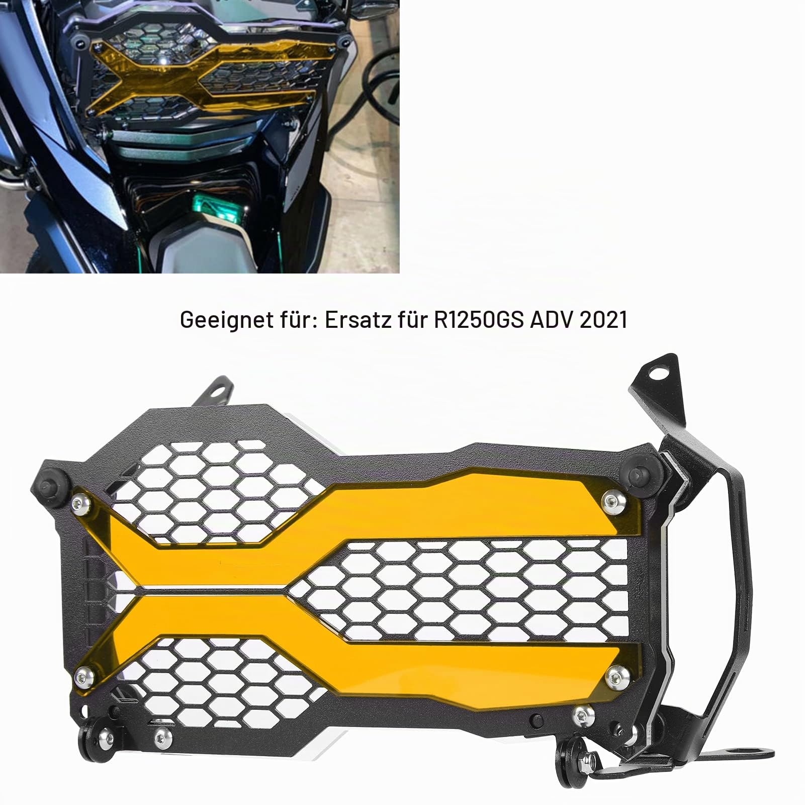 Frontlichtschutz, einfaches Design Scheinwerfergitterschutz Ersatz für R1250GS ADV 2021 für Motorrad(Orange)