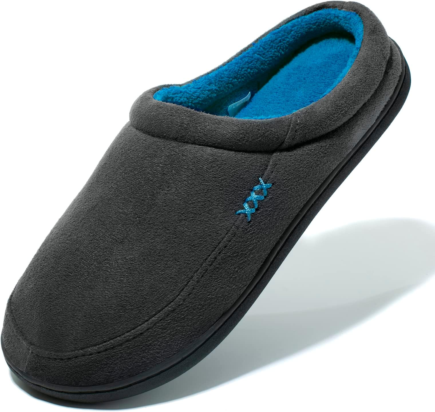 NewDenBer Men's Warm Memory Foam Suede Plush Fleece Lined Slip on Indoor Outdoor Clog House Slippers