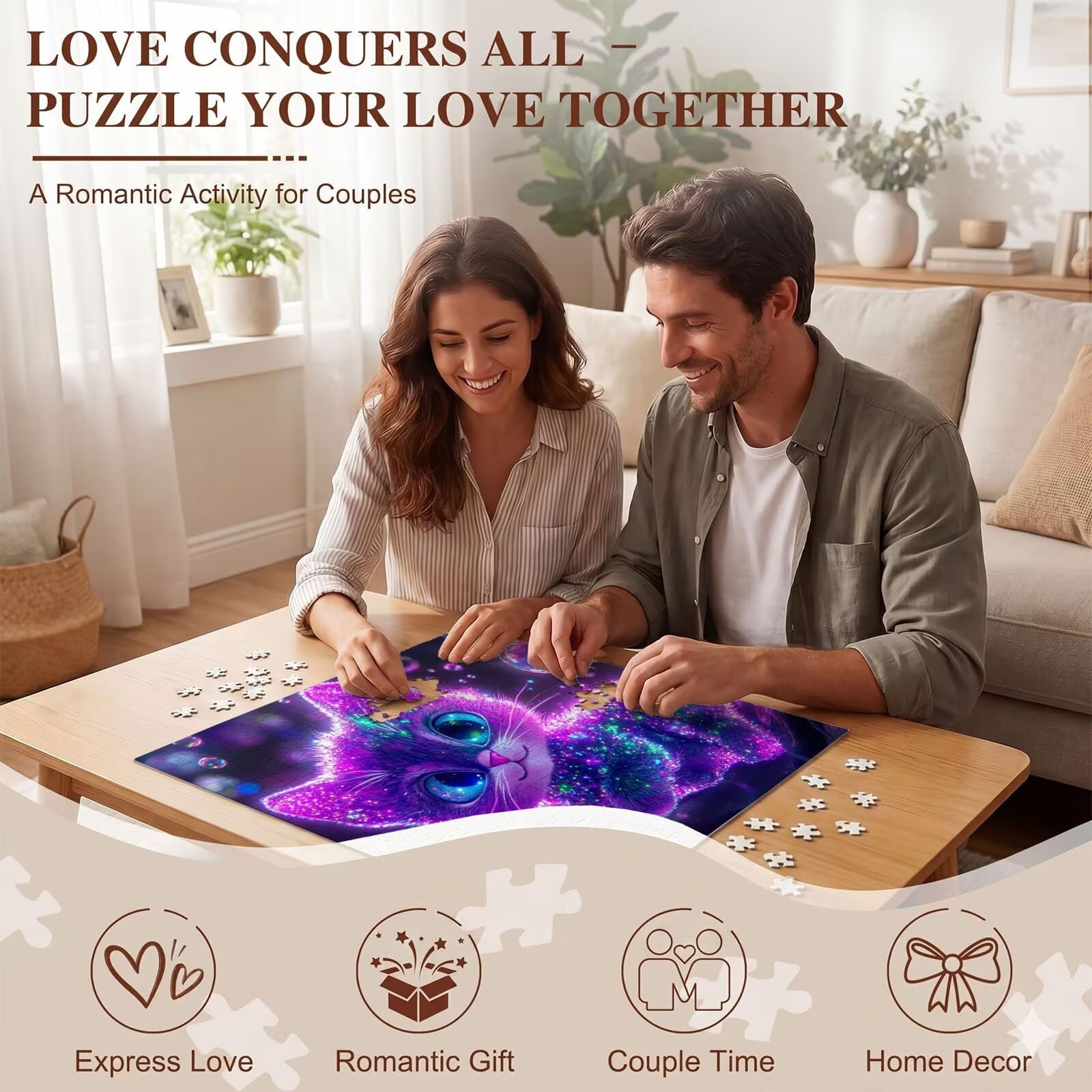 Carino gatto-2 Puzzle 5000 Pezzi per Adulti, Puzzle in Legno - Collezione Classica con Poster Incluso - Sfida di Concentrazione e Passatempo Antistress, Gioco per Famiglia, 156 x 105 cm f0-568