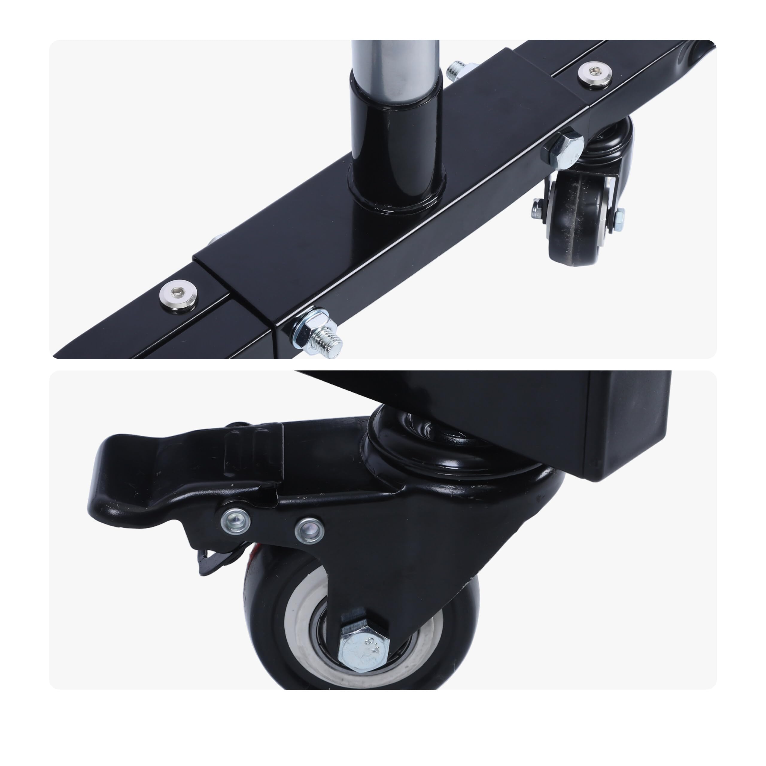 Relaxdays Support de pneus à roulettes pour 4 Jantes, Charge 150 kg, Acier Noir, 130×50×50 cm