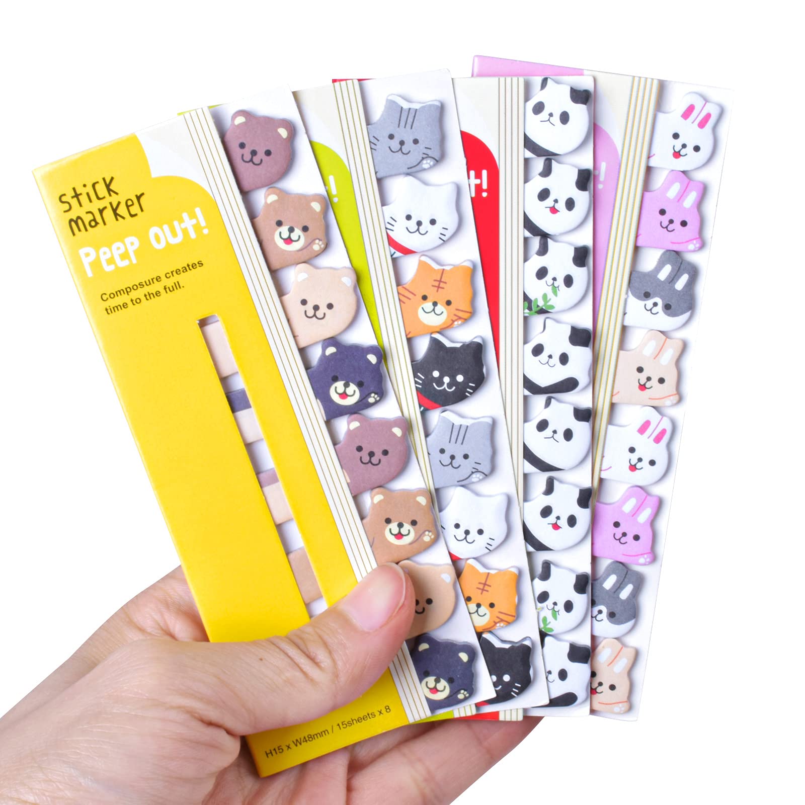 DEZIINE2Pack Cute Sticky Notes Set, Notes Index Tabs, Pad Sticky Cartoon Animals, Self-Stick Tab, Bookmark Marker Pad, Cartoon Sticky Pads For Office