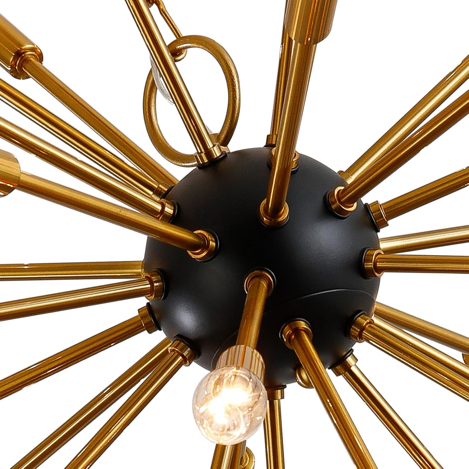Maxax Gold Modern Liner Chandelier, 30-Light Linear Pandent Light, Sputnik Sphere Starburst Hanging Light for Dining Room，Kitchen, Hallway, Entryway