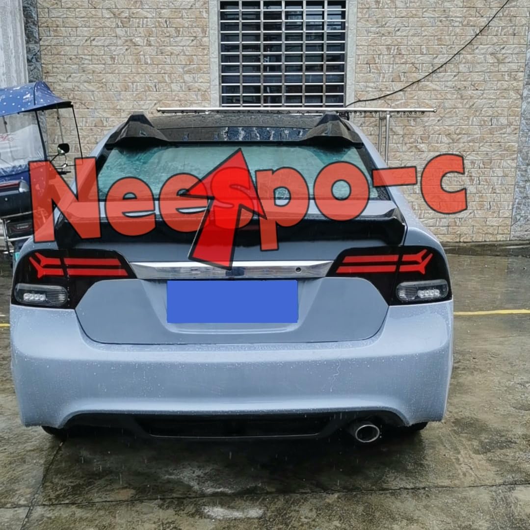 Rear Window Roof Spoiler Visor Wing Compatible with Honda Civic Sedan EX/EX-L/GX/LX/LX-S/Si/DX 2006-2011 Gloss Black Type-R Style Top Wing Lip Exterior Accessories