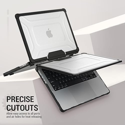 Vista 6 de SEYMAC stock Funda para MacBook Pro de 14 pulgadas, protección contra golpes con soporte plegable y alfombrilla para mouse para MacBook Pro de 14