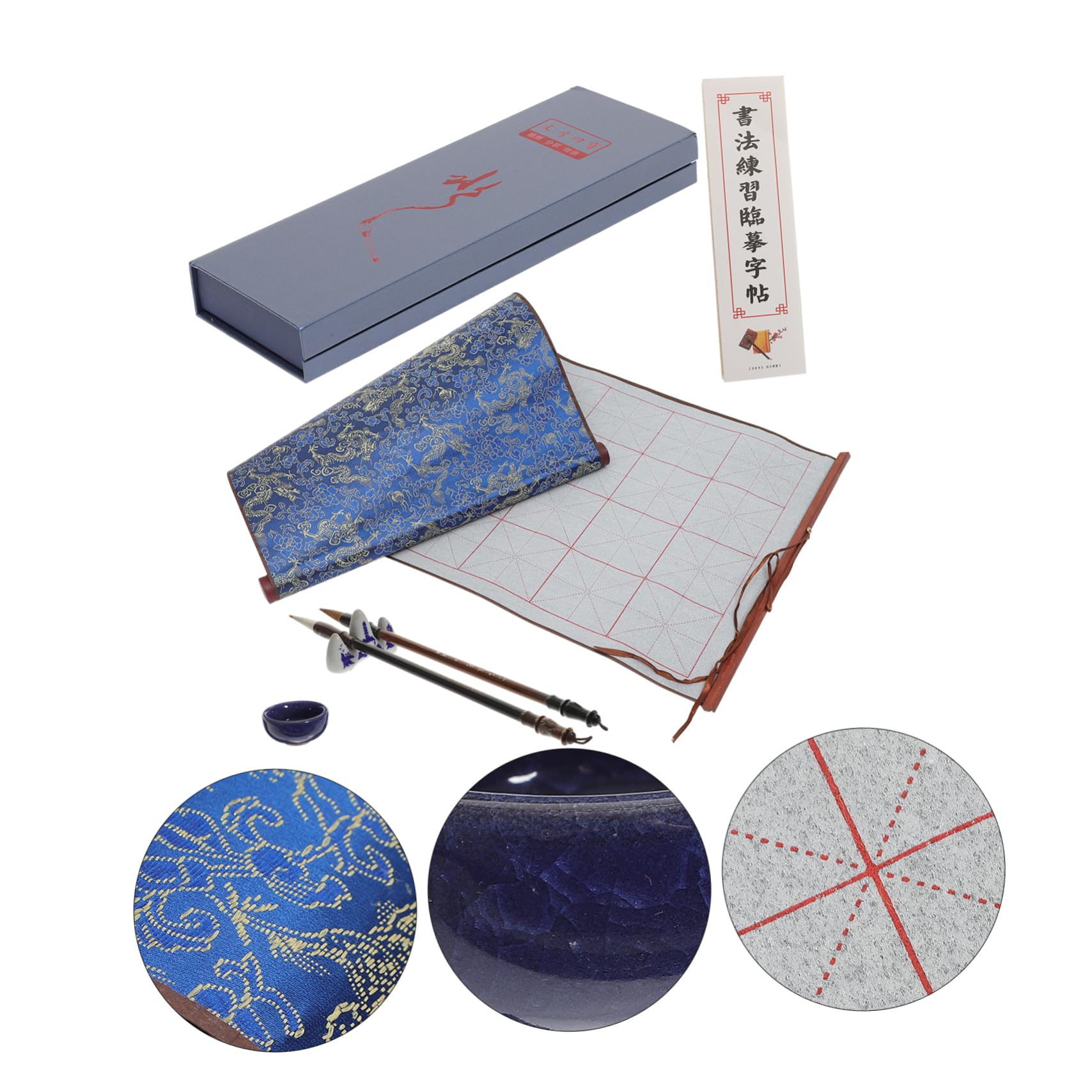 Housoutil Juego de Caligrafía Paño para Escribir Agua, Reutilizable y Portátil, para Principiantes, Práctica de Escritura y Pintura