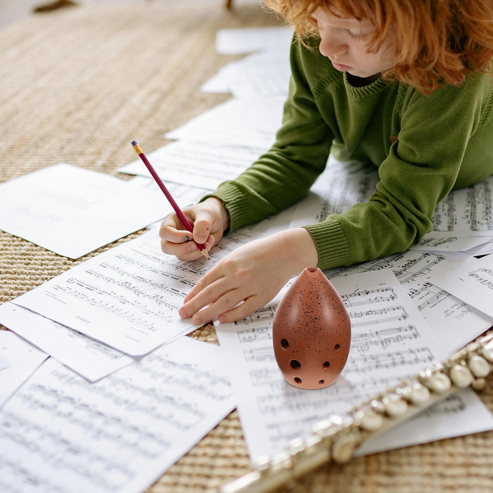 MAGICLULU Ocarina Flauto in Ceramica a 8 Fori G Tono Strumento Musicale Xun per Adulti e Bambini Principianti con Panno Pulizia Apprendistato Tradizionale Etnico