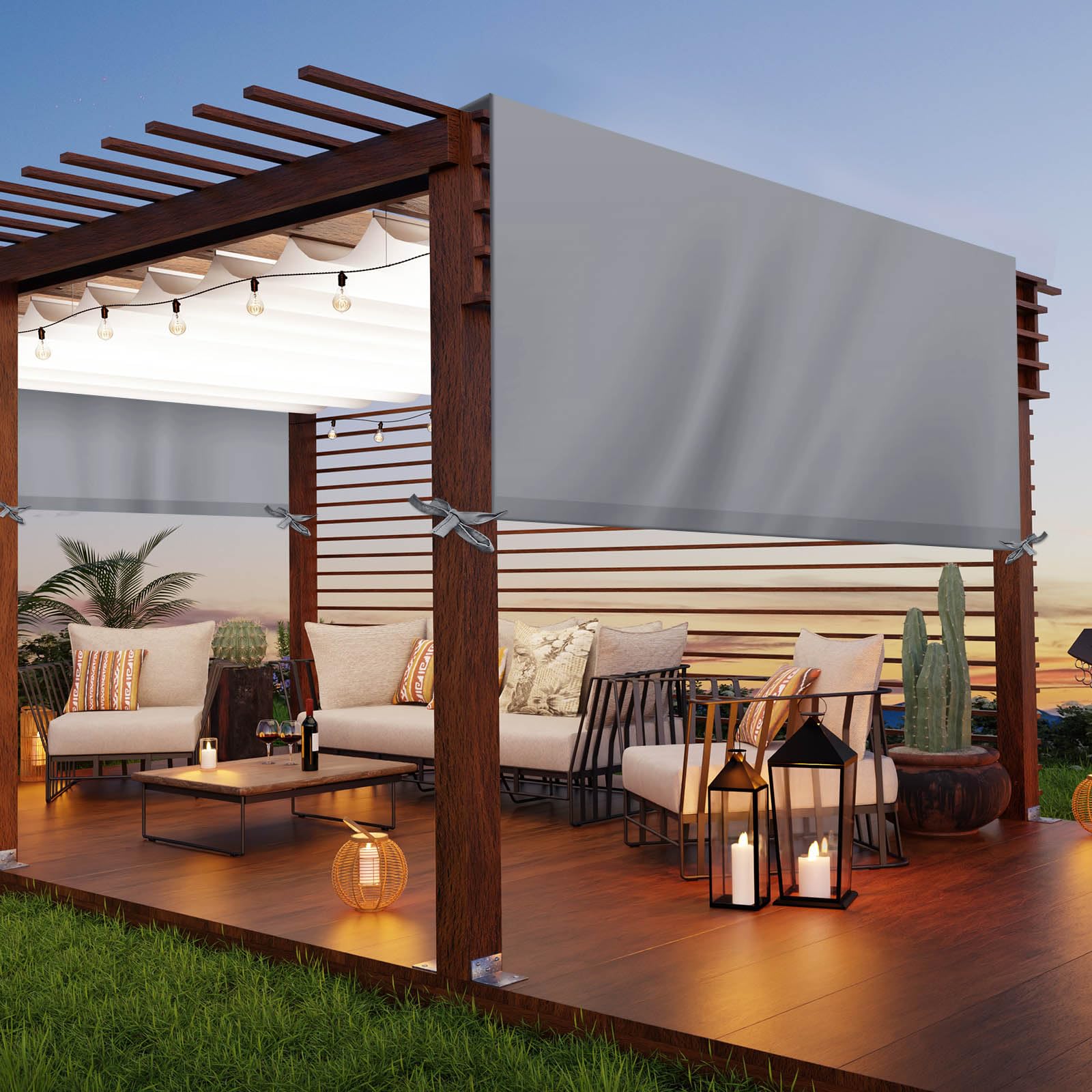 Universal Pergola Replacement Canopy Outdoor Canopy Shade Cover Waterproof Shade Canopy Top Cover for Outdoor Patio Porch Backyard (Gray,12 x 10 ft)