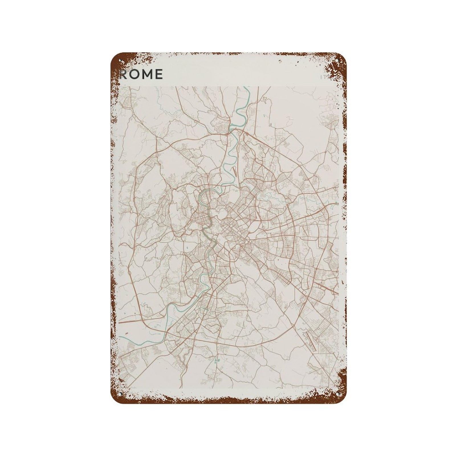xiaoxiaoshen Rome Map City Travel Italy Wall Decor Art Metal Tin Poster Modern Home Decor Art Home Bar Shop Decorations Vintage Sign 30x20cm