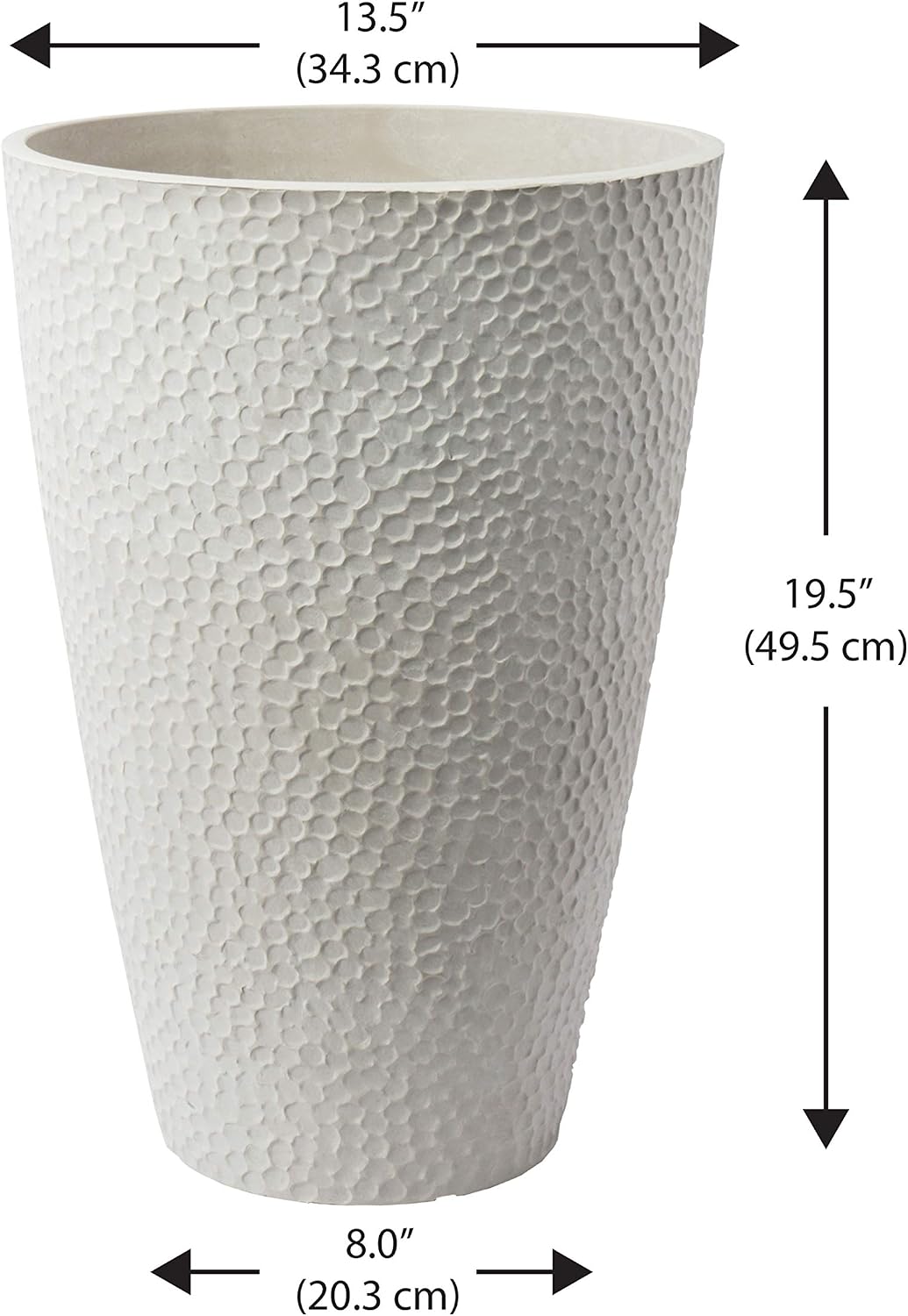 Algreen Valencia, 20" Height Hammer Vase, 15" x 20", Weathered White