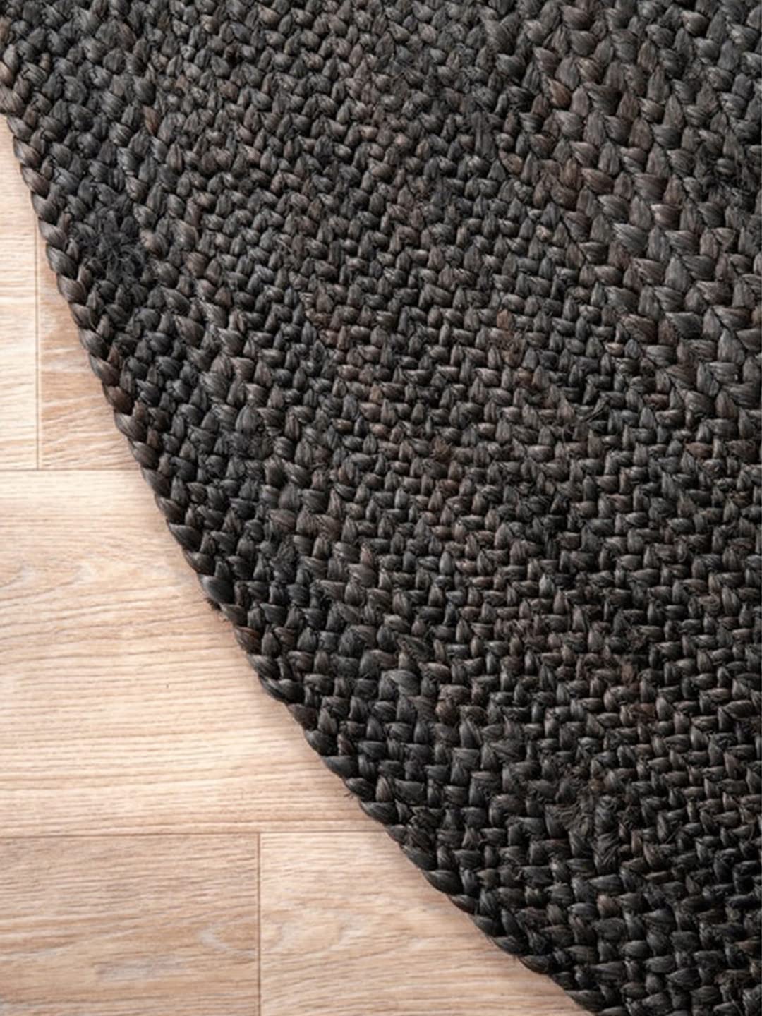 Handgeflochtener runder Bodenteppich aus natürlicher Jute, natürliche Fasern, Bodenteppich (1,8 x 1,8 m)