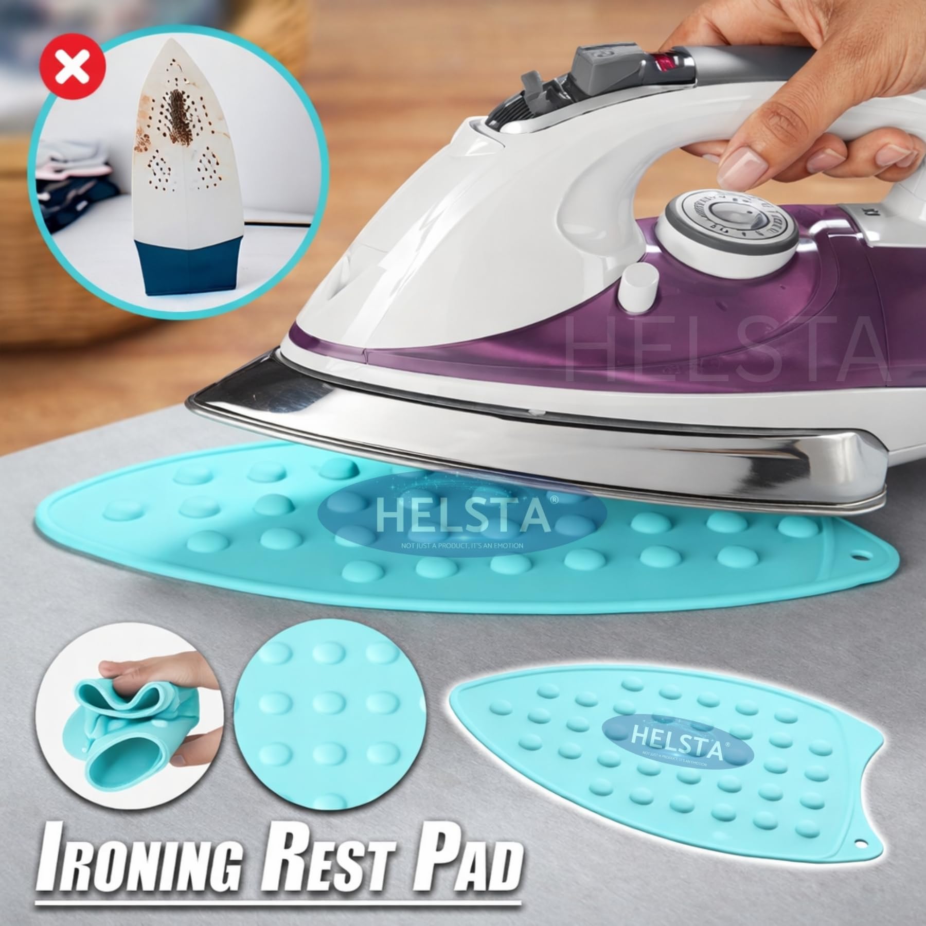 HELSTA® Protective Ironing Mesh with Ironing Rest Pad | Insulated Cloth Guard | Delicate Garment Protection | Reusable Washable Press Mat | Multicolors 3