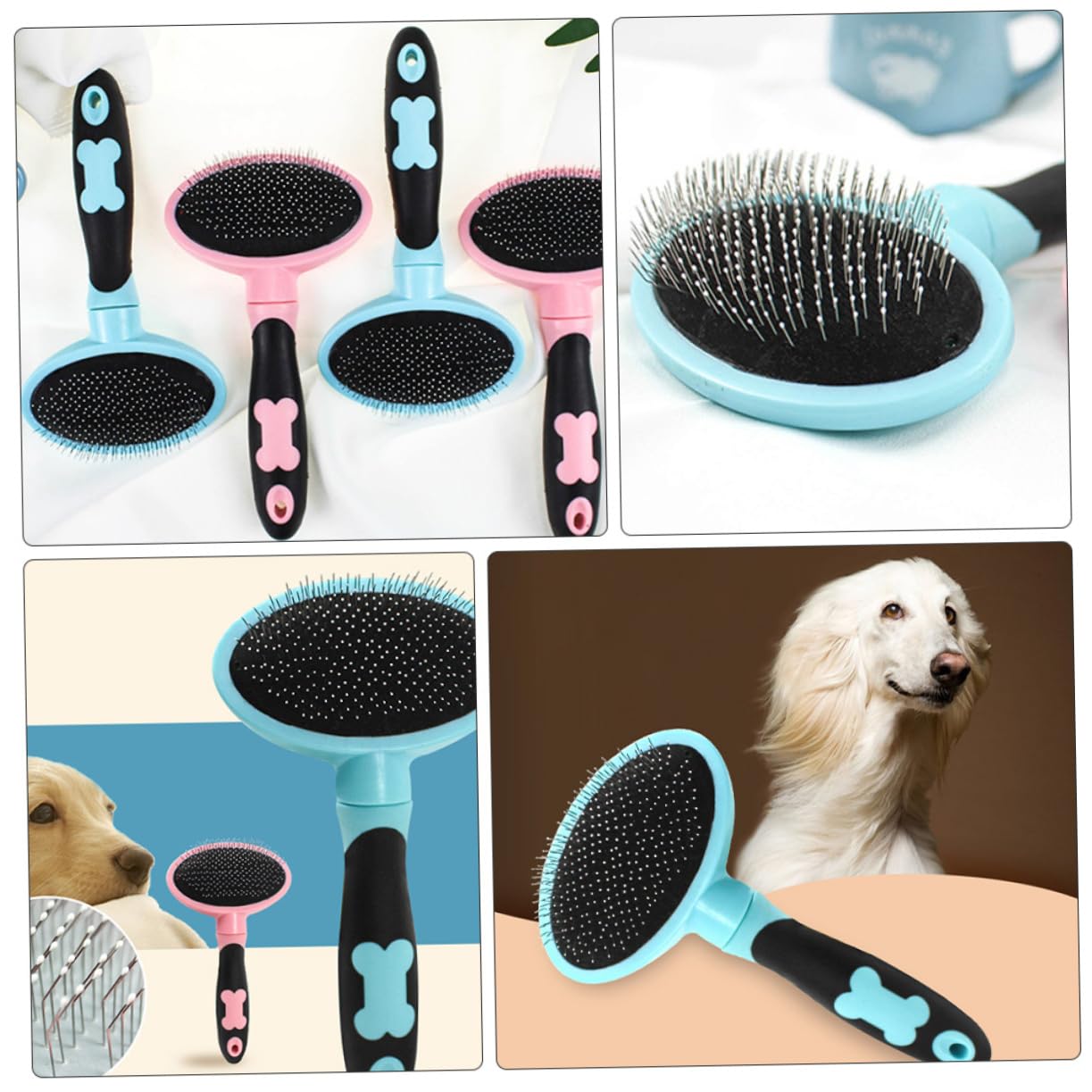 Didiseaon 3pezzi Spazzola Per Animali Domestici Con Manico Ergonomico Strumento Di Grooming e Massaggio Per Cani e Gatti Rimuove Pelo e Dander Accessorio Per Animali
