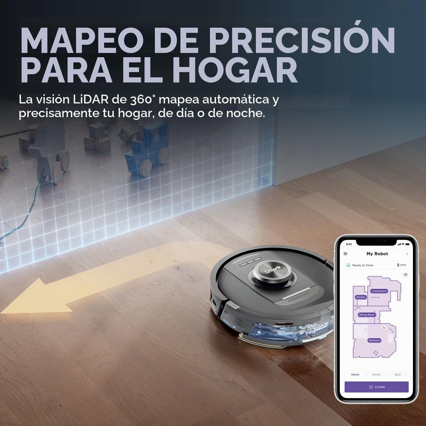 Shark PowerDetect Robot Aspirador y fregona 2 en 1, NeverTouch 30 días autovacía y autorecargable, con navegación 3D y LiDAR, NeverStuck Obstáculo Bypass, WiFi/App/Alexa, Negro RV2800YEUK