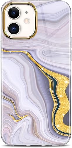 JIAXIUFEN Sparkle Gold Glitter Marble Case Compatible with i