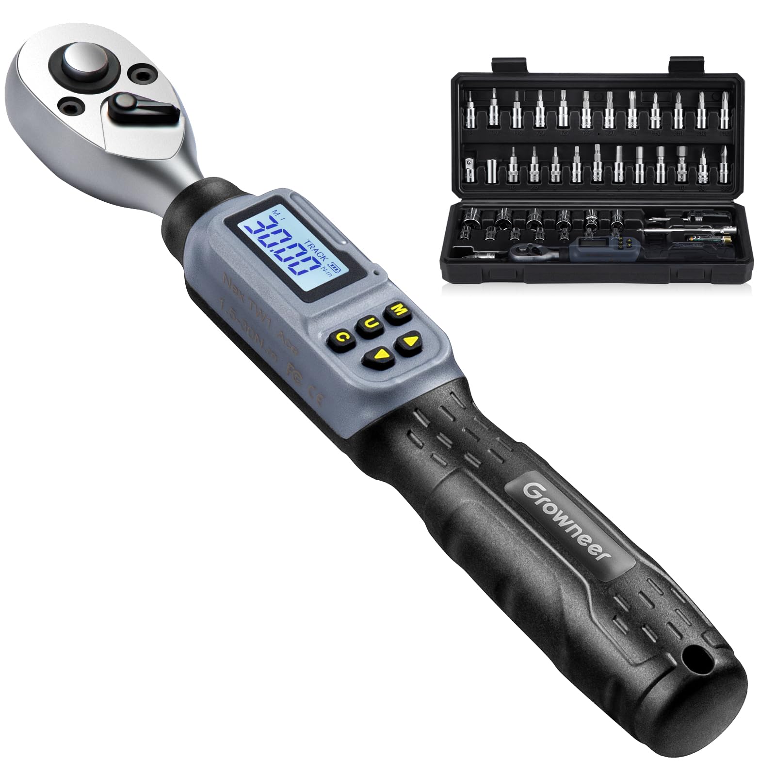 GROWNEER Digital Torque Wrench, 1.1-22.1 Ft-lbs/1.5-30 Nm