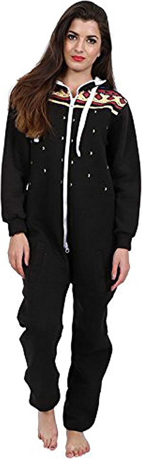 Juicy Trendz Adult Onesie Pajamas Fleece Hooded One Piece Non Footed PJs Cozy Novelty Sleepwear Loungewear Jumpsuit for Women